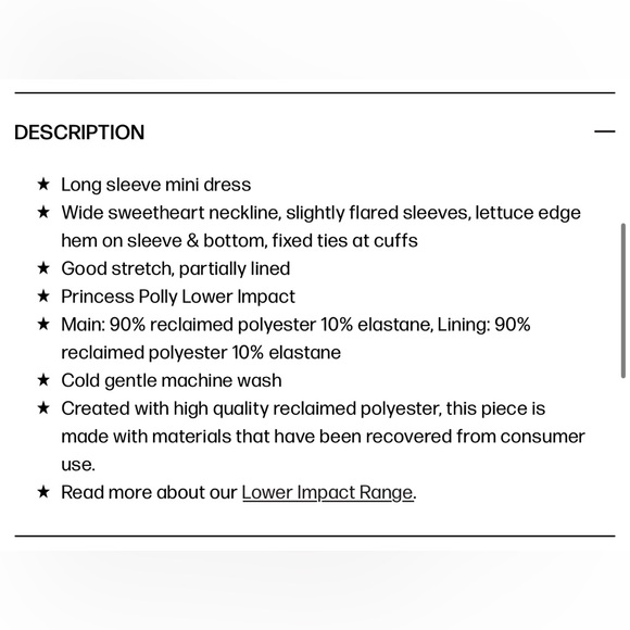 NWT Princess Polly DALZINE LONG SLEEVE MINI DRESS BLACK sz US 6 - Picture 8 of 8